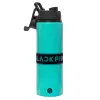 Metallic water bottle with safety lid, 850ml aluminum