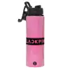 Metallic water bottle with safety lid, 850ml aluminum