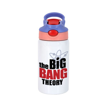 The Big Bang Theory, Children's hot water bottle, stainless steel, with safety straw, pink/purple (350ml)