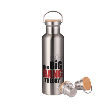 The Big Bang Theory, Stainless steel Silver with wooden lid (bamboo), double wall, 750ml