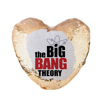 The Big Bang Theory, Μαξιλάρι καναπέ καρδιά Μαγικό Χρυσό με πούλιες 40x40cm περιέχεται το  γέμισμα