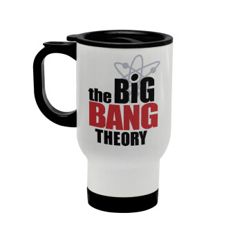 The Big Bang Theory, Κούπα ταξιδιού ανοξείδωτη με καπάκι, διπλού τοιχώματος (θερμό) λευκή 450ml