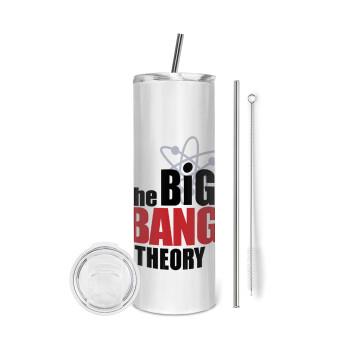 The Big Bang Theory, Tumbler ποτήρι θερμό από ανοξείδωτο ατσάλι 600ml, με μεταλλικό καλαμάκι & βούρτσα καθαρισμού