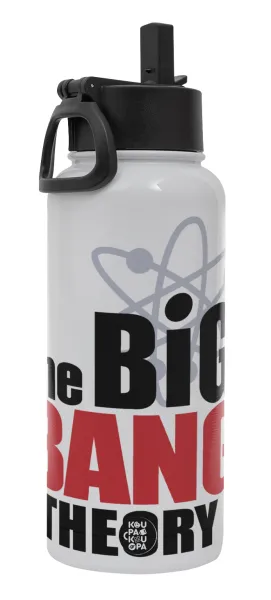 The Big Bang Theory — Μεταλλικό παγούρι θερμός Λευκό με καλαμάκι και χερούλι (Stainless steel), διπλού τοιχώματος, 950ml