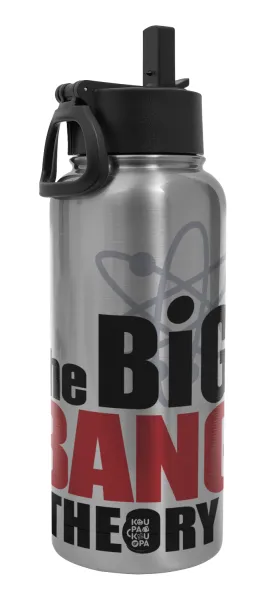 The Big Bang Theory — Metal mug thermo Silver with Straw and Spout Lid (Stainless steel), double wall, 950ml