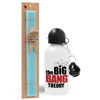 The Big Bang Theory, Easter Set, metallic aluminum water bottle (500ml) & scented flat candle (30cm) (TURQUOISE)