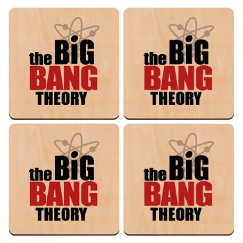 The Big Bang Theory, ΣΕΤ x4 Σουβέρ ξύλινα τετράγωνα plywood (9cm)