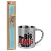 Easter Set, metallic thermal cup (300ml) & aromatic flat Easter candle (30cm) (TURQUOISE)