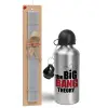Easter Set, metallic silver aluminum water bottle (500ml) & aromatic flat Easter candle (30cm) (GRAY)