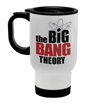 The Big Bang Theory, Κούπα ταξιδιού ανοξείδωτη με καπάκι, διπλού τοιχώματος (θερμό) λευκή 450ml