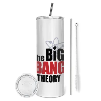 The Big Bang Theory, Tumbler ποτήρι θερμό από ανοξείδωτο ατσάλι 600ml, με μεταλλικό καλαμάκι & βούρτσα καθαρισμού
