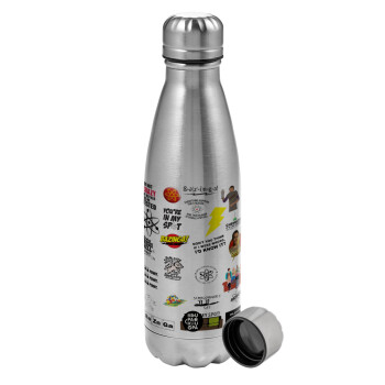 The Big Bang Theory pattern, Metallic water bottle, stainless steel, 750ml