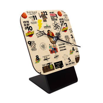 The Big Bang Theory pattern, Επιτραπέζιο ρολόι σε φυσικό ξύλο (10cm)