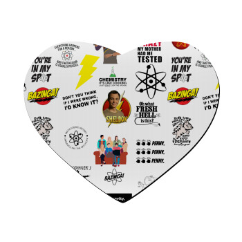 The Big Bang Theory pattern, Mousepad heart 23x20cm