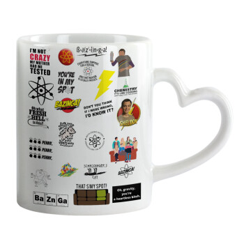 The Big Bang Theory pattern, Mug heart handle, ceramic, 330ml