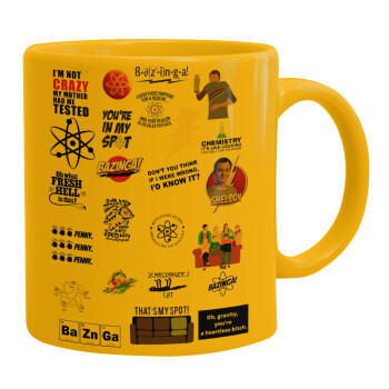 The Big Bang Theory pattern, Ceramic coffee mug yellow, 330ml (1pcs)