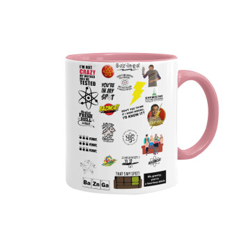 The Big Bang Theory pattern, Mug colored pink, ceramic, 330ml