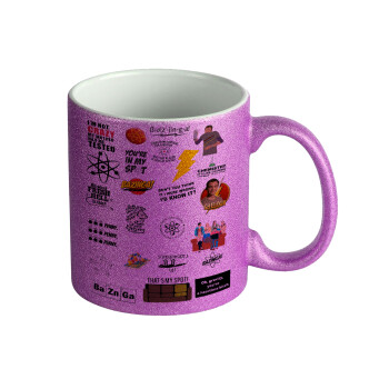 The Big Bang Theory pattern, Κούπα Μωβ Glitter που γυαλίζει, κεραμική, 330ml