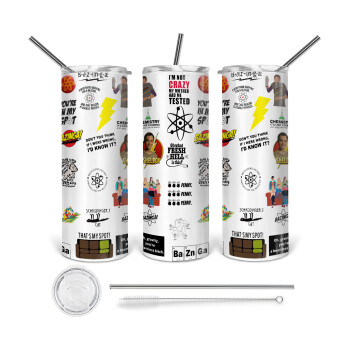 The Big Bang Theory pattern, 360 Eco friendly stainless steel tumbler 600ml, with metal straw & cleaning brush