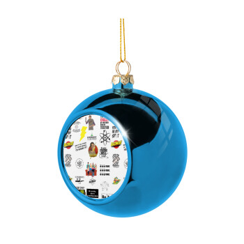 The Big Bang Theory pattern, Blue Christmas tree ball ornament 8cm