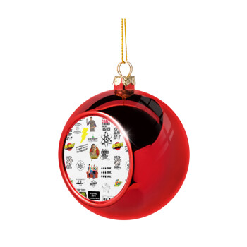 The Big Bang Theory pattern, Χριστουγεννιάτικη μπάλα δένδρου Κόκκινη 8cm