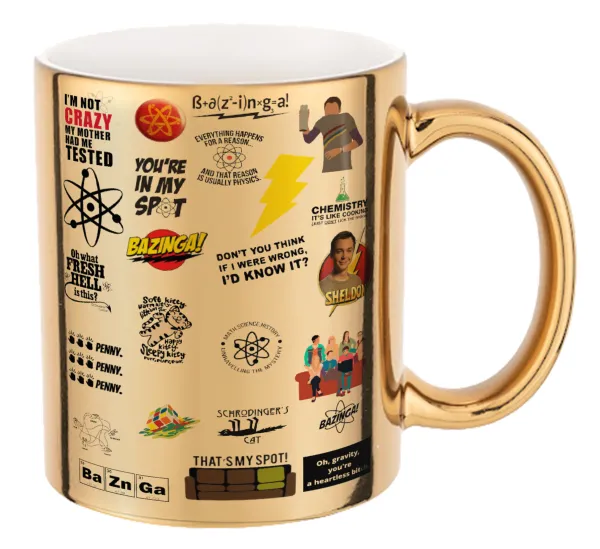 The Big Bang Theory pattern — Mug ceramic, gold mirror, 330ml
