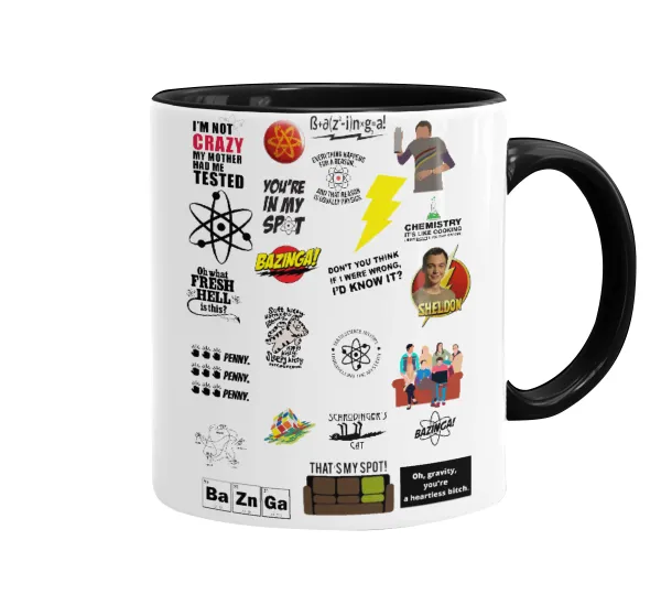 The Big Bang Theory pattern — Κούπα χρωματιστή μαύρη, κεραμική, 330ml