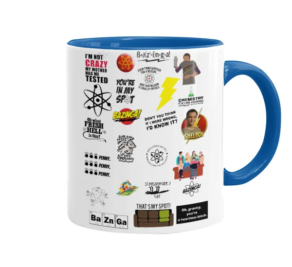 The Big Bang Theory pattern — Κούπα χρωματιστή μπλε, κεραμική, 330ml