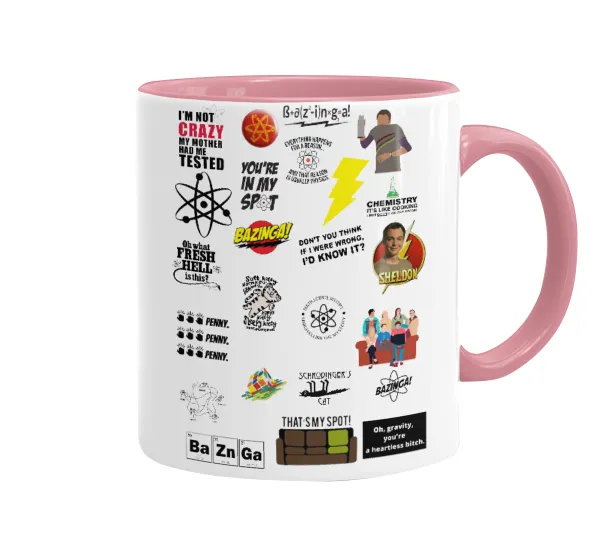 The Big Bang Theory pattern — Κούπα χρωματιστή ροζ, κεραμική, 330ml
