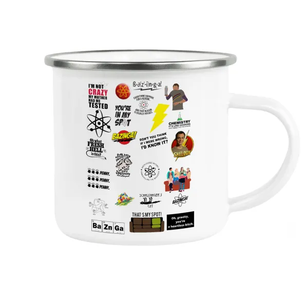 The Big Bang Theory pattern — Metallic enamel cup white 360ml