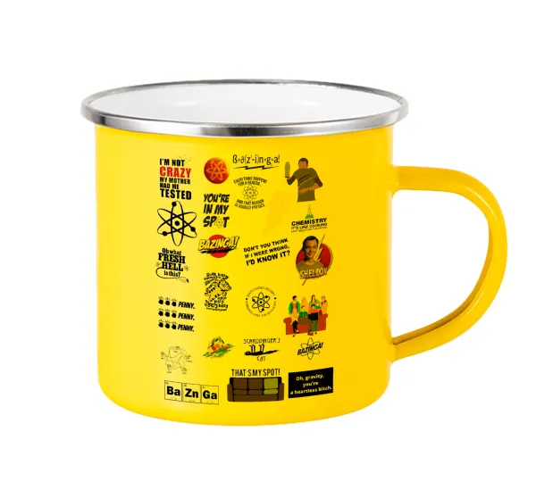 The Big Bang Theory pattern — Yellow Enamel Metallic Cup 360ml