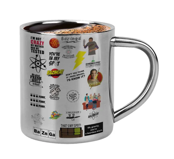 The Big Bang Theory pattern — Double-wall metal cup for espresso (220ml)