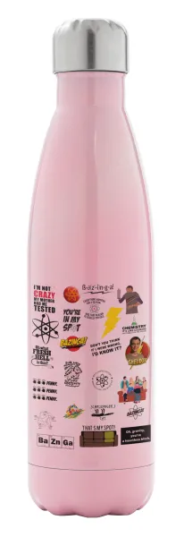 The Big Bang Theory pattern — Metal mug thermos Pink Iridiscent (Stainless steel), double wall, 500ml