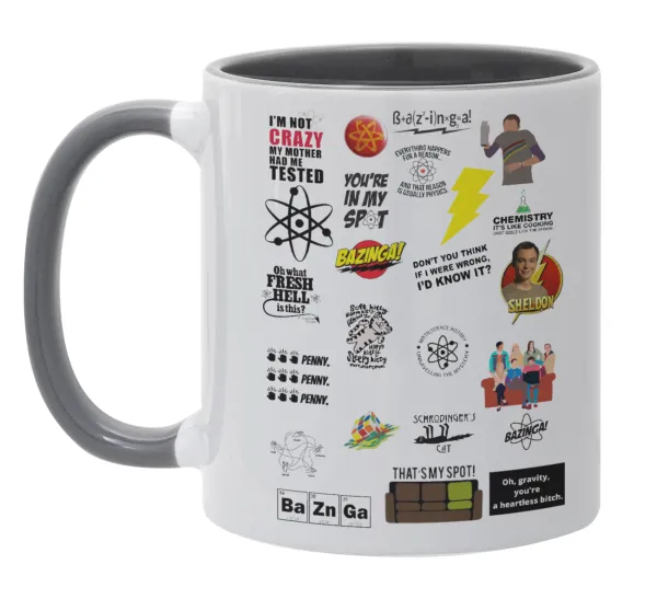 The Big Bang Theory pattern — Κούπα χρωματιστή γκρι, κεραμική, 330ml