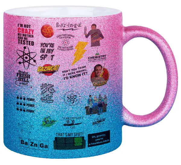 The Big Bang Theory pattern — Κούπα Χρυσή/Μπλε Glitter, κεραμική, 330ml