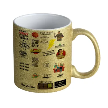 The Big Bang Theory pattern, Κούπα Χρυσή Glitter που γυαλίζει, κεραμική, 330ml