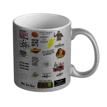 The Big Bang Theory pattern, Κούπα Ασημένια Glitter που γυαλίζει, κεραμική, 330ml