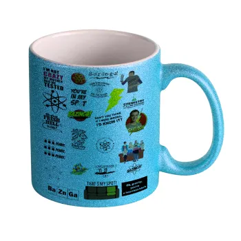 The Big Bang Theory pattern, Κούπα Σιέλ Glitter που γυαλίζει, κεραμική, 330ml