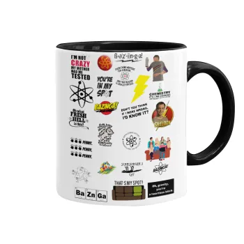 The Big Bang Theory pattern, Mug colored black, ceramic, 330ml