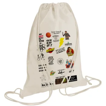 The Big Bang Theory pattern, Τσάντα πλάτης πουγκί GYMBAG natural (28x40cm)
