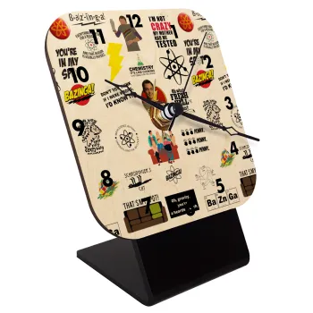 The Big Bang Theory pattern, Επιτραπέζιο ρολόι σε φυσικό ξύλο (10cm)