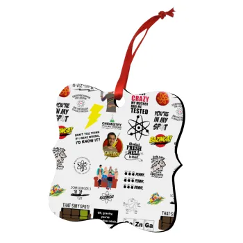 The Big Bang Theory pattern, Christmas ornament polygon wooden 7.5cm