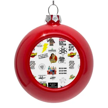 The Big Bang Theory pattern, Στολίδι Χριστουγεννιάτικη μπάλα δένδρου Κόκκινη 8cm