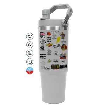The Big Bang Theory pattern, GREY color, 890ml (30oz) stainless Steel Tumbler with Handle