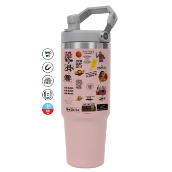 The Big Bang Theory pattern, ΡΟΖ χρώματος Θερμός Ανοξείδωτο 890ml (30oz) με χερούλι