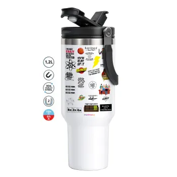 The Big Bang Theory pattern, Mega Stainless steel Tumbler with lid, double wall 1,2L