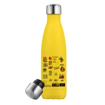 The Big Bang Theory pattern, Yellow Stainless Steel Metallic Thermos, double-walled, 500ml