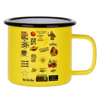 The Big Bang Theory pattern, Metallic enamel MATT Yellow cup 360ml