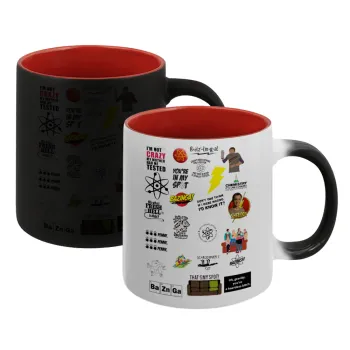 The Big Bang Theory pattern, Κούπα Μαγική εσωτερικό κόκκινο, κεραμική, 330ml που αλλάζει χρώμα με το ζεστό ρόφημα