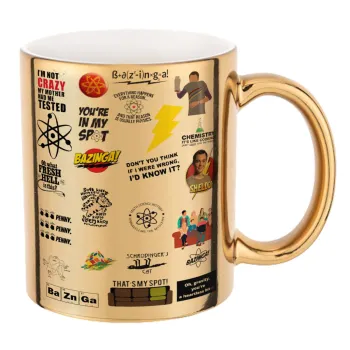 The Big Bang Theory pattern, Mug ceramic, gold mirror, 330ml
